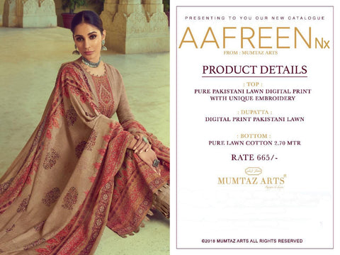 Mumtaz Arts Aafreen Nx Pakistani Designer Salwar Kameez Collections