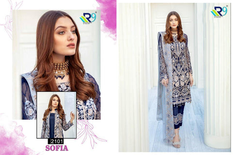R9 Designer Sofia Faux Georgette Pakistani Salwar Kameez