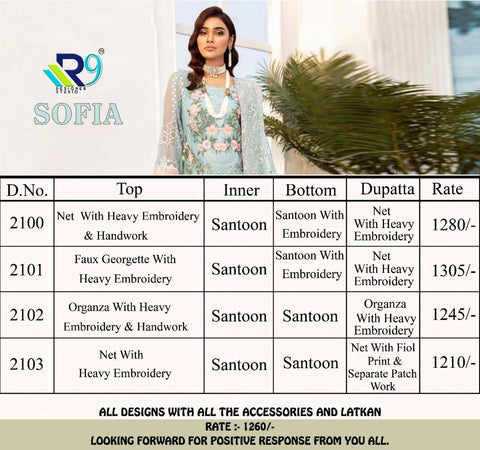 R9 Designer Sofia Faux Georgette Pakistani Salwar Kameez