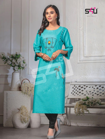 S4u cotton candy Rayon Slub Fancy Designer Kurti Collection