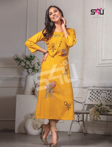S4u cotton candy Rayon Slub Fancy Designer Kurti Collection