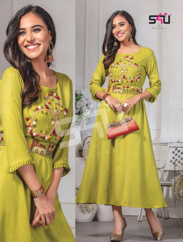 S4u cotton candy Rayon Slub Fancy Designer Kurti Collection